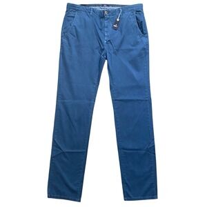 Johnnie-O Chino Pants Men 36x34 Blue Straight Leg Casual Coastal Stretch $178